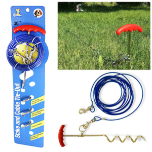 30ft Dog Tie Out Cable with Ground Spike Stake for Secure Outdoor Use