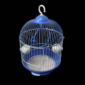 Compact Round Bird Cage 35x22cm with Perch and Easy Access Door