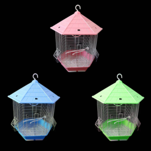 hexagon metal bird cage 26 x 30cm | decorative home aviary cage | assorted colours