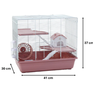 3 story hamster & rodent cage with wheel, house & accessories – 37 x 41 x 30cm | dayang