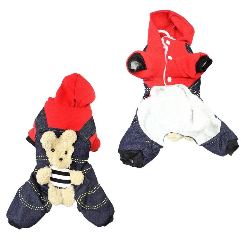 dog teddy bear denim overall suit jacket – one size small assorted bear colours dog teddy bear denim overall suit jacket – one size small assorted bear colours