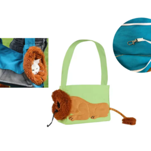 canvas shoulder pet carrier bag with lion design | small dog & cat tote | adjustable ventilated carry bag