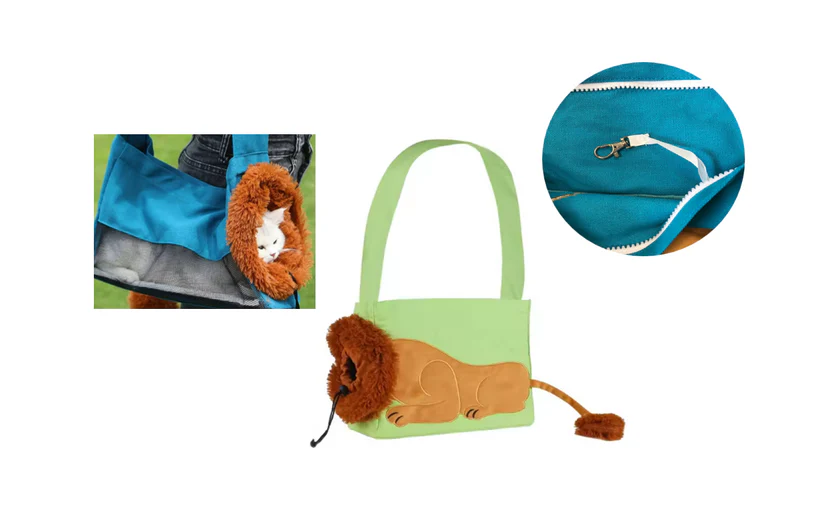 canvas shoulder pet carrier bag with lion design | small dog & cat tote | adjustable ventilated carry bag canvas shoulder pet carrier bag with lion design | small dog & cat tote | adjustable ventilated carry bag
