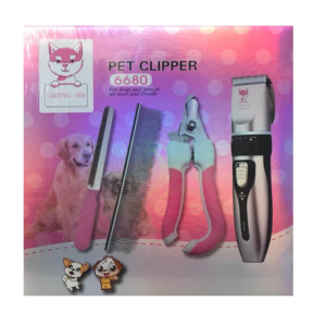 Pet Dog Grooming Clipper Kit – 4-Piece Set with Nail Clipper, Comb & Nail File